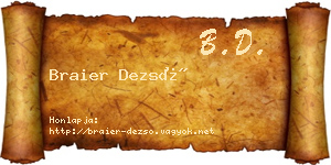 Braier Dezső névjegykártya
